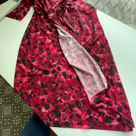 Connected Apparel Women's Floral Ruched Boat Neck Tulip Mini Dress Red 12P - Picture 7 of 9